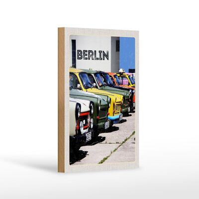Cartel de madera viaje 12x18 cm Berlín Alemania decoración de coches antiguos
