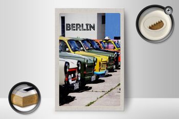 Panneau en bois voyage 12x18 cm Berlin Allemagne décoration de voiture vintage 2