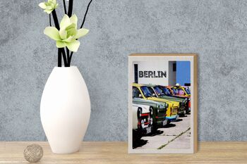 Panneau en bois voyage 12x18 cm Berlin Allemagne décoration de voiture vintage 3