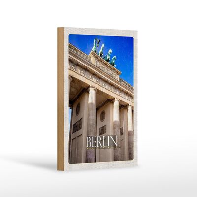 Cartello in legno da viaggio 12x18 cm Berlino Germania Brandeburgo Viaggio