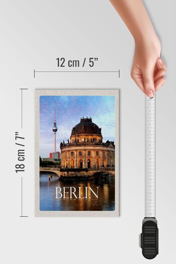 Panneau en bois voyage 12x18 cm Berlin Allemagne portrait rivière 4