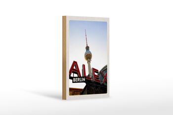 Panneau en bois voyage 12x18cm Berlin Allemagne Alex TV Tower signe 1