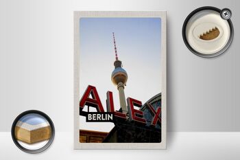 Panneau en bois voyage 12x18cm Berlin Allemagne Alex TV Tower signe 2