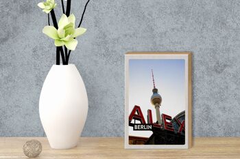 Panneau en bois voyage 12x18cm Berlin Allemagne Alex TV Tower signe 3