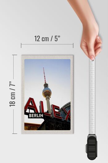 Panneau en bois voyage 12x18cm Berlin Allemagne Alex TV Tower signe 4