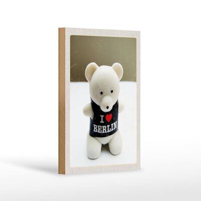 Cartel de madera viaje 12x18 cm Berlín Alemania oso polar Knut