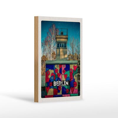 Cartello in legno da viaggio 12x18 cm Berlino Germania dipinto colorato