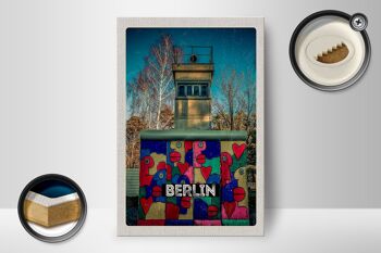 Panneau en bois voyage 12x18 cm Berlin Allemagne peinture colorée 2