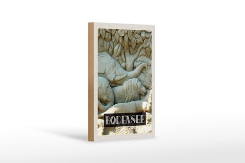 Holzschild Reise 12x18 cm Bodensee Deutschland Tiere Statue