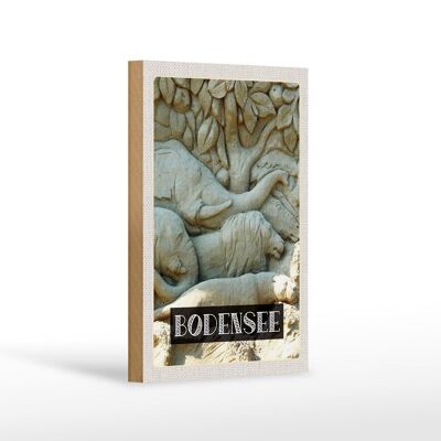 Holzschild Reise 12x18 cm Bodensee Deutschland Tiere Statue