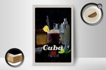Panneau en bois voyage 12x18 cm Cuba Caraïbes vacances boissons libre 2