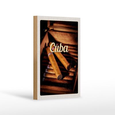 Holzschild Reise 12x18 cm Cuba Karibik Kubanische Zigarette