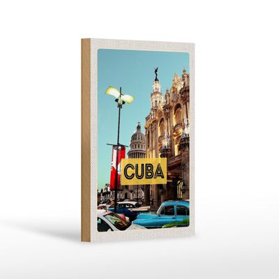Holzschild Reise 12x18 cm Cuba Karibik Innenstadt Urlaub Dekoration