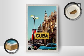 Panneau en bois voyage 12x18 cm Cuba Caraïbes centre ville décoration vacances 2