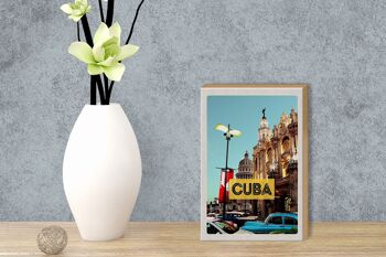 Panneau en bois voyage 12x18 cm Cuba Caraïbes centre ville décoration vacances 3