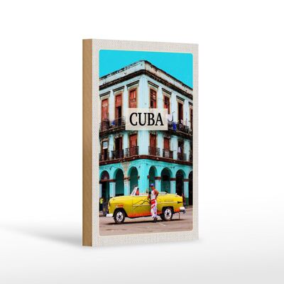 Holzschild Reise 12x18 cm Cuba Karibik Oldtimer Haus Dekoration