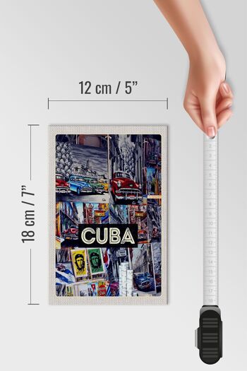 Panneau en bois voyage 12x18 cm Cuba Caraïbes liberté ville peinture 4
