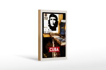 Panneau en bois voyage 12x18 cm Cuba Caraïbes Che Guevara Démocratie 1