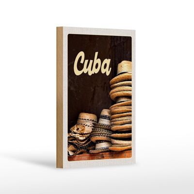 Holzschild Reise 12x18 cm Cuba Karibik Hut Urlaub Ferien Dekoration