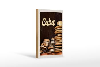 Panneau en bois voyage 12x18 cm Cuba Caraïbes chapeau vacances décoration de vacances 1
