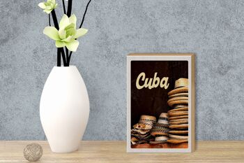 Panneau en bois voyage 12x18 cm Cuba Caraïbes chapeau vacances décoration de vacances 3