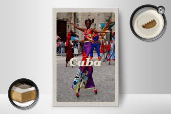 Panneau en bois voyage 12x18 cm Cuba Caraïbes Festival de danse afro coloré 2