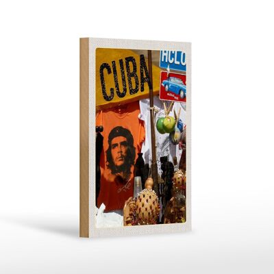 Cartel de madera viaje 12x18 cm Cuba Caribe Che Guevara Havana Club
