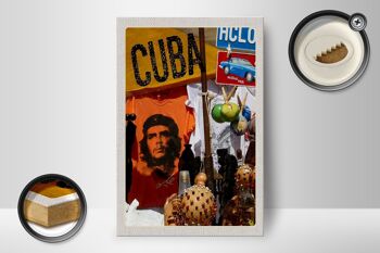 Panneau en bois voyage 12x18 cm Cuba Caraïbes Che Guevara Havana Club 2