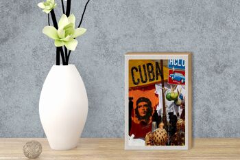 Panneau en bois voyage 12x18 cm Cuba Caraïbes Che Guevara Havana Club 3