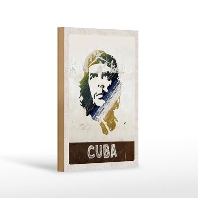 Cartello da viaggio in legno 12x18 cm Cuba Caraibi Che Guevara Pace