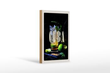 Panneau en bois voyage 12x18 cm Cuba Caraïbes cocktail citron vert décoration 1