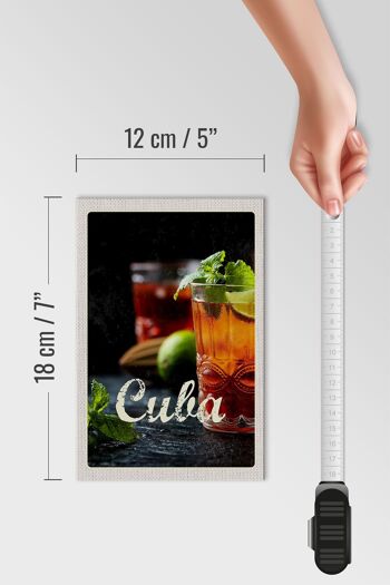 Panneau en bois voyage 12x18 cm Cuba Caraïbes Cocktail Citron Vert Menthe 4