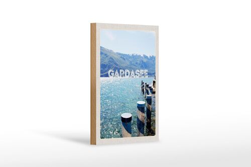 Holzschild Reise 12x18 cm Gardasee Italien See Gebirge Reise