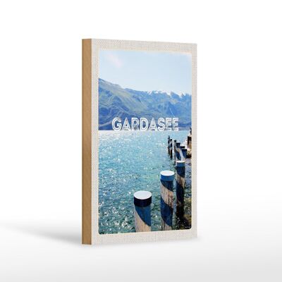 Cartel de madera viaje 12x18 cm Lago de Garda Italia lago montañas viaje