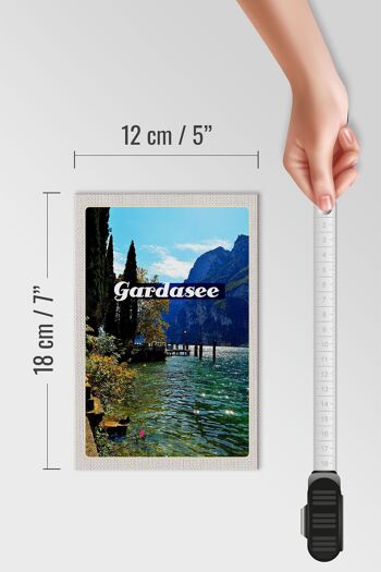 Panneau en bois voyage 12x18 cm Lac de Garde Italie nature soleil décoration 4