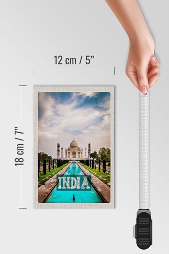 Panneau en bois voyage 12x18 cm Inde Taj Mahal Agra Garden 4