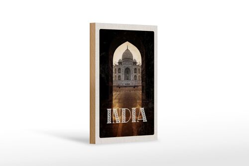 Holzschild Reise 12x18 cm Indien Tempel Hinduismus Neu Delhi