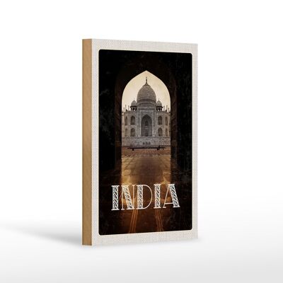 Panneau en bois voyage 12x18 cm Inde Temple Hindouisme New Delhi
