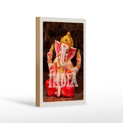 Wooden sign travel 12x18 cm India sculpture Ganesha God Hindu