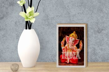 Panneau en bois voyage 12x18 cm Inde sculpture Ganesha Dieu Hindou 3