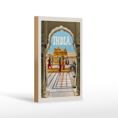 Wooden sign travel 12x18 cm India Golden Temple Amritsar decoration