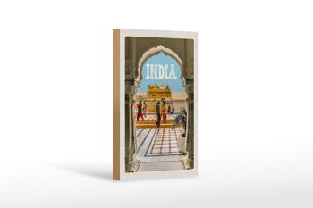 Panneau en bois voyage 12x18 cm Inde décoration Temple d'or Amritsar 1