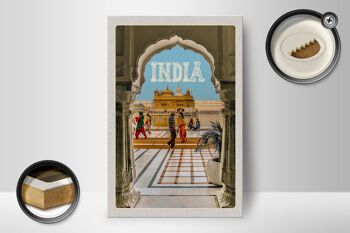 Panneau en bois voyage 12x18 cm Inde décoration Temple d'or Amritsar 2