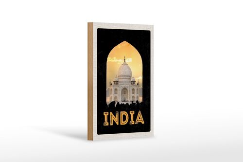 Holzschild Reise 12x18 cm Indien weiße Moschee Religion Islam