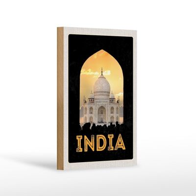 Cartel de madera viaje 12x18 cm India mezquita blanca religión Islam