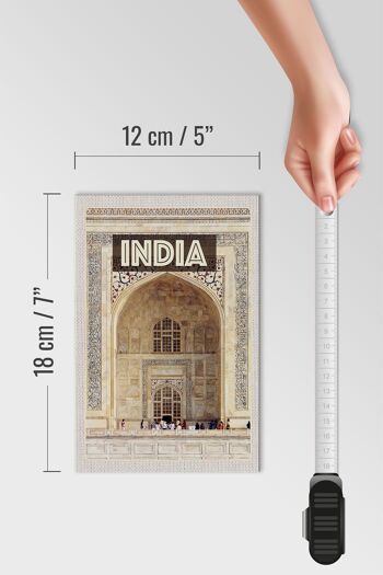 Panneau en bois voyage 12x18 cm Inde mosquée entrée Islam peuple 4