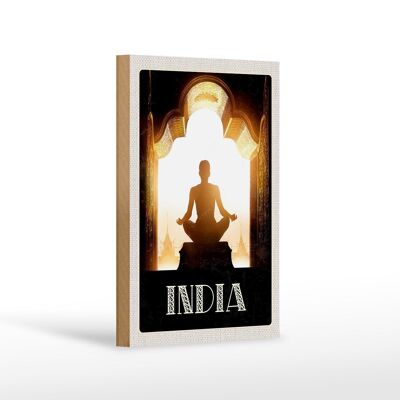 Cartello in legno viaggio 12x18 cm India dipinto meditazione relax