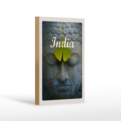 Cartel de madera viaje 12x18 cm India cabeza dios hindú pintura hoja
