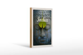 Panneau en bois voyage 12x18 cm Inde tête dieu hindou peinture feuille 1