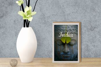 Panneau en bois voyage 12x18 cm Inde tête dieu hindou peinture feuille 3
